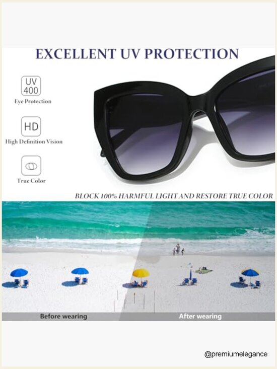 Oversized Cat Eye Sunglasses Fashion Frame Trendy UV400 Shades